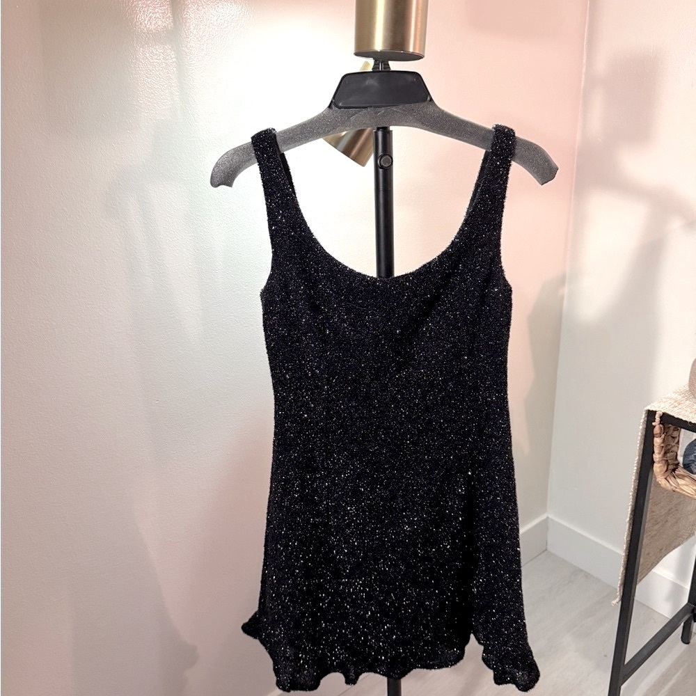Date night A line Capucine perfect black glittery minidress 8-10 M/L
